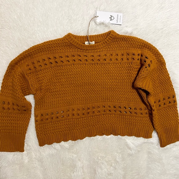 NWT! Talisman Cropped Open Weave Scalloped Ribbed Hem Ryder Sweater - Picture 6 of 12